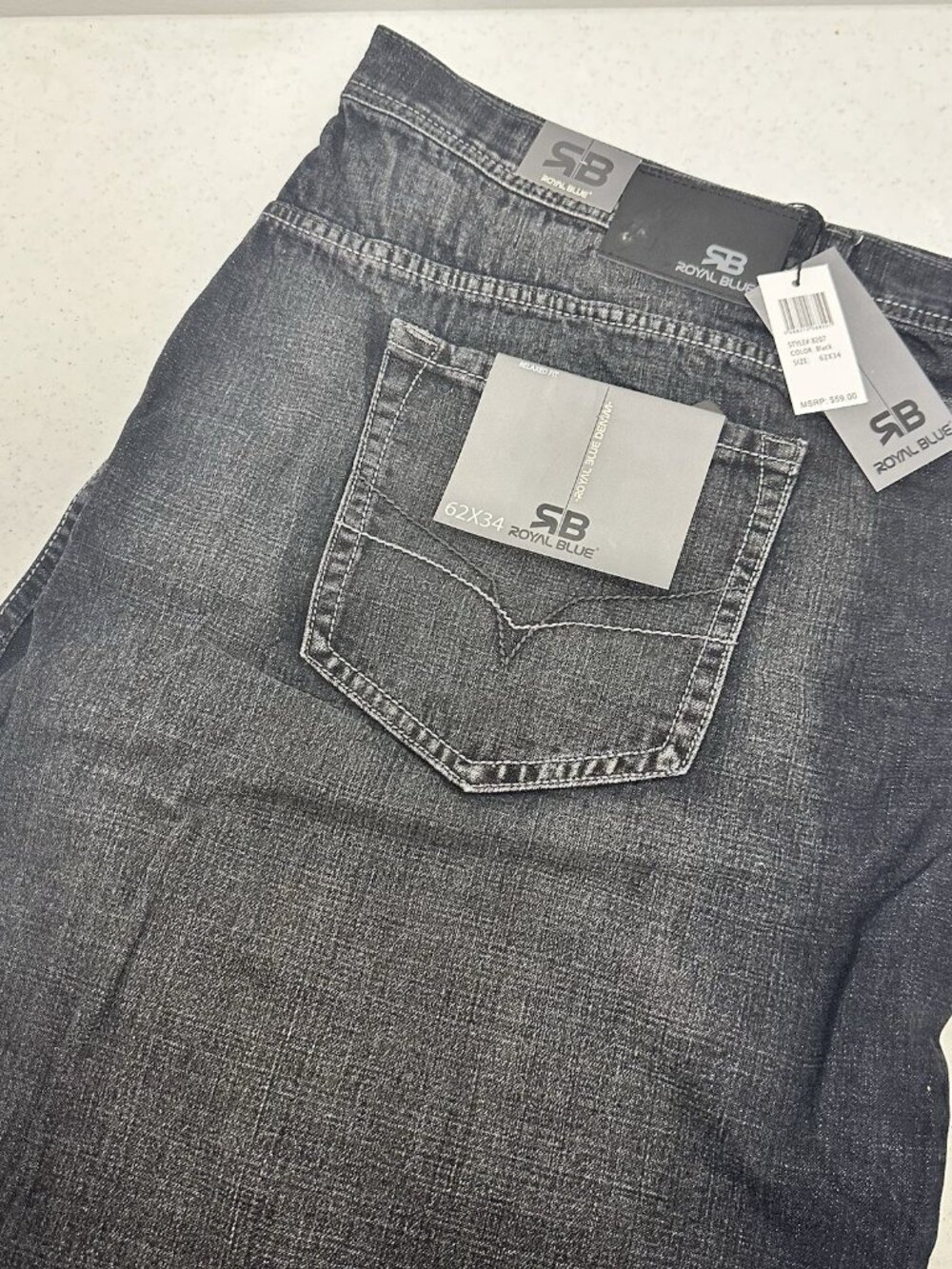 Royal Blue Brand Denim Jeans Men Size 62 x 34 Relaxed Fit Big & Tall New
